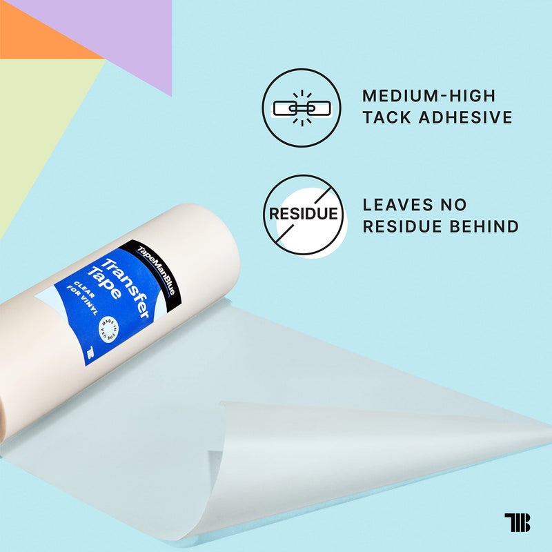 TapeManBlue 12" x 300' Roll of Clear Transfer Tape for Vinyl, Made in America, Premium-Grade Vinyl Transfer Tape for Crafts, Decals, and Letters - Image 3